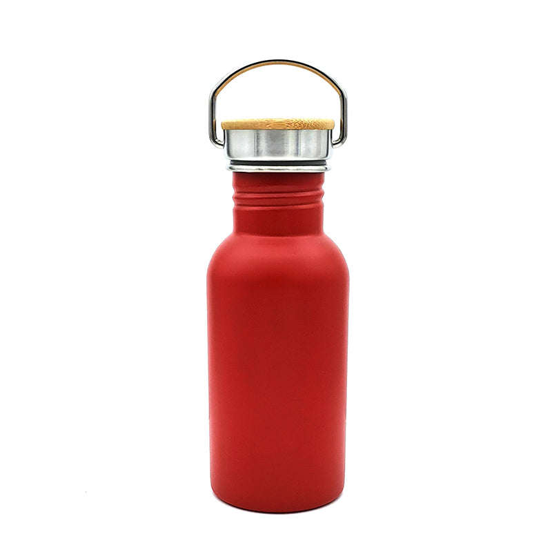 Personalised Red Travel Bottle with Bamboo Lid and Handle  - 500ml | Giftware Engraved