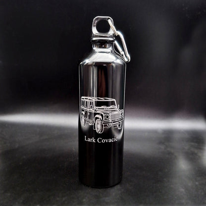 Land Rover Engraved on Black Sports Bottle | Giftware Engraved