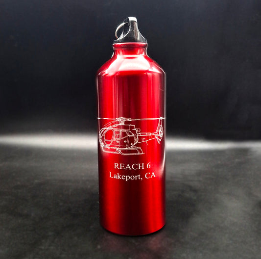 Sports Bottle Engraved with our EC130 Eurocopter Helicopter Artwork and additional personalisation | Giftware Engraved