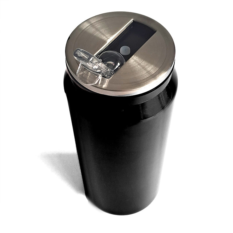 Personalised Black Can Travel Bottle with Flip Straw - 500ml