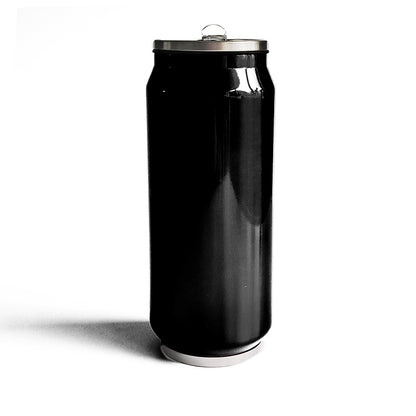 Personalised Black Can Travel Bottle with Flip Straw - 500ml