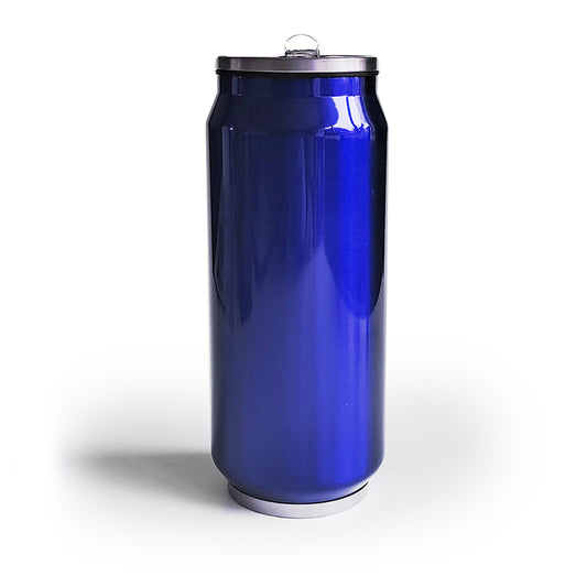 Personalised Blue Can Travel Bottle with Flip Straw - 500ml