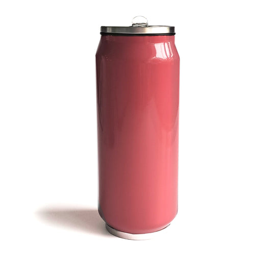 Personalised Pink Can Travel Bottle with Flip Straw - 500ml