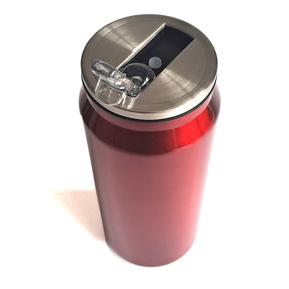 Personalised Red Can Travel Bottle with Flip Straw - 500ml