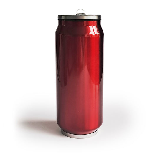 Personalised Red Can Travel Bottle with Flip Straw - 500ml