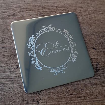 Personalised Square Steel Coaster - 90 x 90mm | Giftware Engraved
