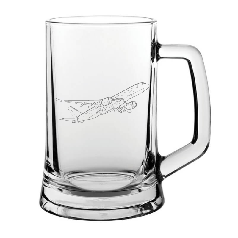 Airbus A350 Aircraft glass tankard  – digital engraving mockup / engraving