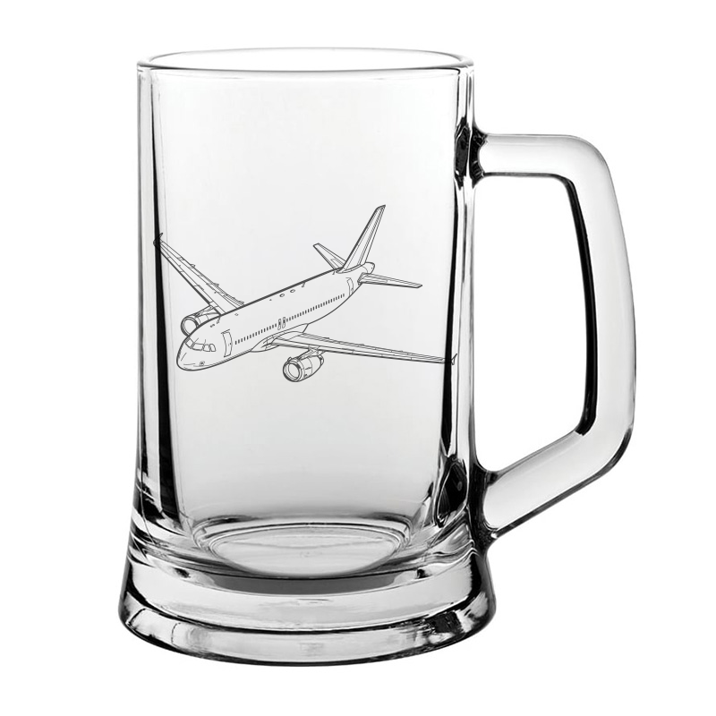 Airbus A320 Aircraft glass tankard  – digital engraving mockup / engraving