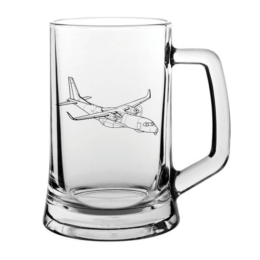 Airbus C925 Aircraft glass tankard  – digital engraving mockup / engraving