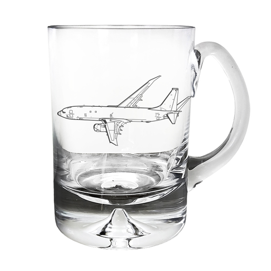 Boeing P8 Poseidon Aircraft Glass Tankard– digital engraving mockup / engraving