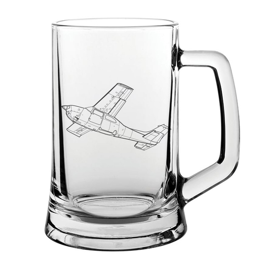 Cessna 210 Centurion aircraft Glass Tankard – digital engraving mockup / engraving