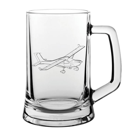 Jabiru J230 aircraft glass tankard – digital engraving mockup / engraving