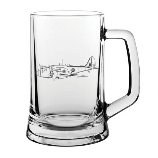 Martin 187 Baltimore aircraft glass tankard – digital engraving mockup / engraving