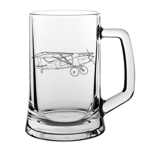 Maule STOL aircraft glass tankard – digital engraving mockup / engraving