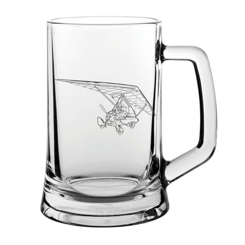 Pegasus Microlight Trike glass tankard – digital engraving mockup / engraving
