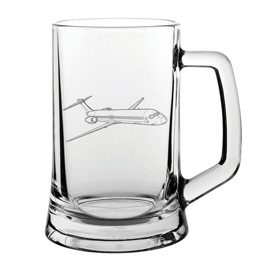Boeing 717 aircraft glass tankard  – digital engraving mockup / engraving