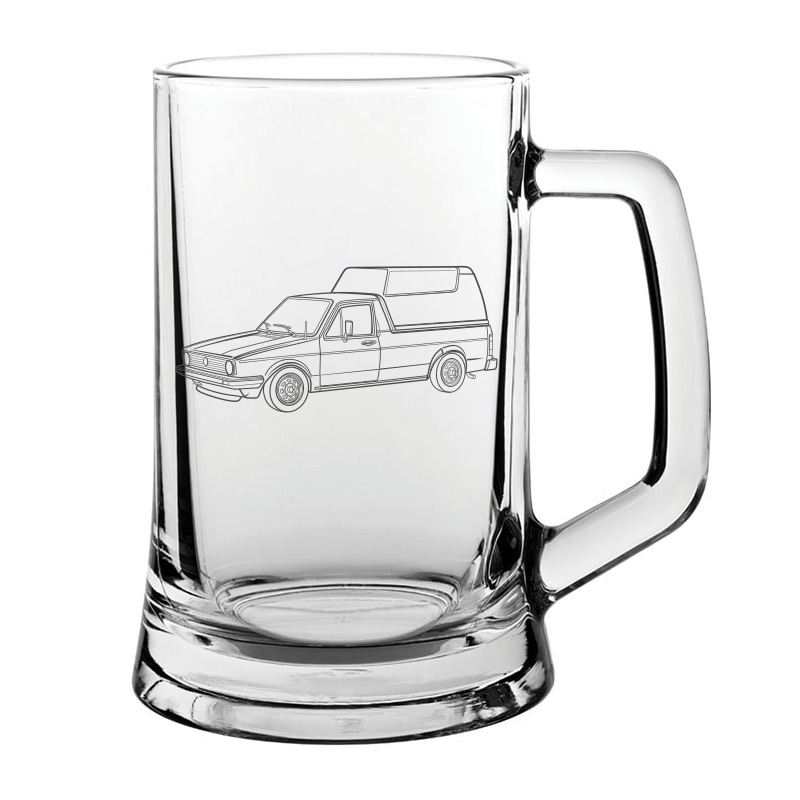 caddy van glass tankard – digital engraving mockup / engraving
