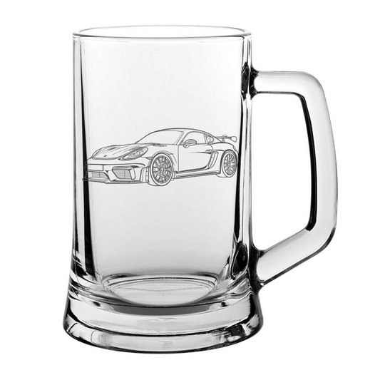 GT4 race car glass tankard – digital engraving mockup / engraving