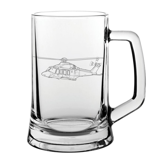 agusta westland aw139 helicopter glass tankard – digital engraving mockup / engraving