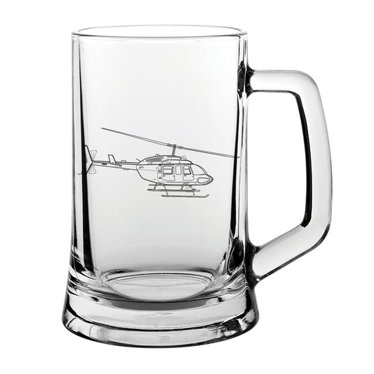 bell jet 206 long ranger glass tankard – digital engraving mockup / engraving