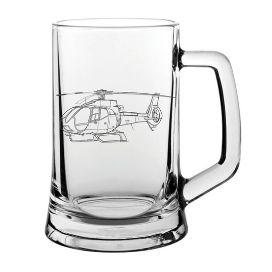 Eurocopter EC130 helicopter glass tankard – digital engraving mockup / engraving
