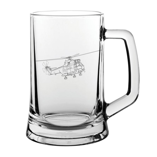 Puma helicopter glass tankard – digital engraving mockup / engraving preview