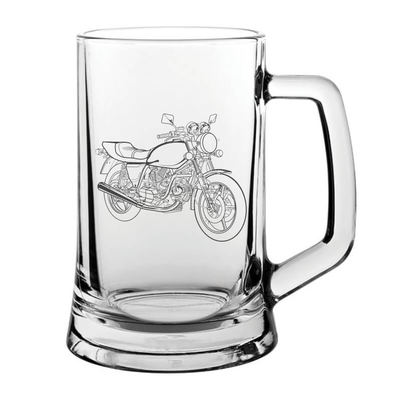 Duc 900SD Motorcycle glass tankard – digital engraving mockup / engraving