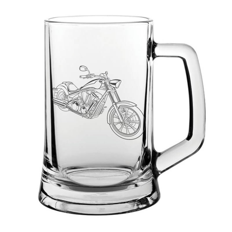 fury Chopper motorcycle glass tankard – digital engraving mockup / engraving preview