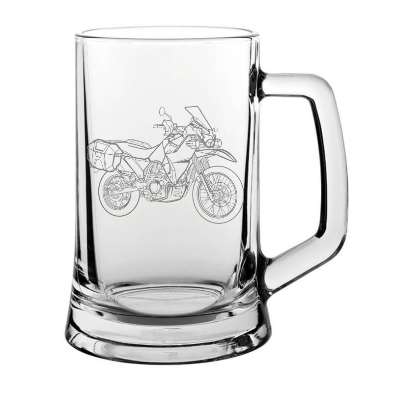 kaw klr650 motorcycle glass tankard – digital engraving mockup / engraving preview