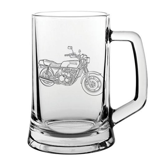 kaw kz1300 motorcycle glass tankard – digital engraving mockup / engraving preview