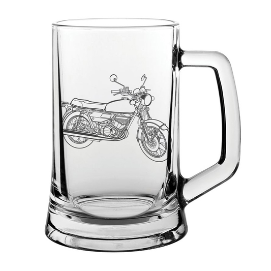 suz GT250 motorcycle glass tankard – digital engraving mockup / engraving preview