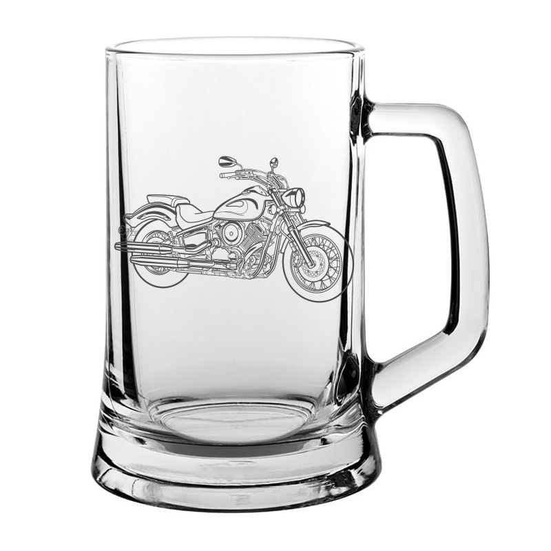 Yam vstar 1100 motorcycle glass tankard – digital engraving mockup / engraving previewtar