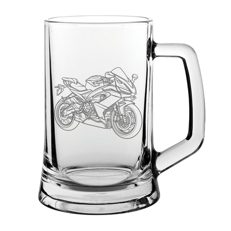 RS660 motorcycle glass tankard – digital engraving mockup / engraving