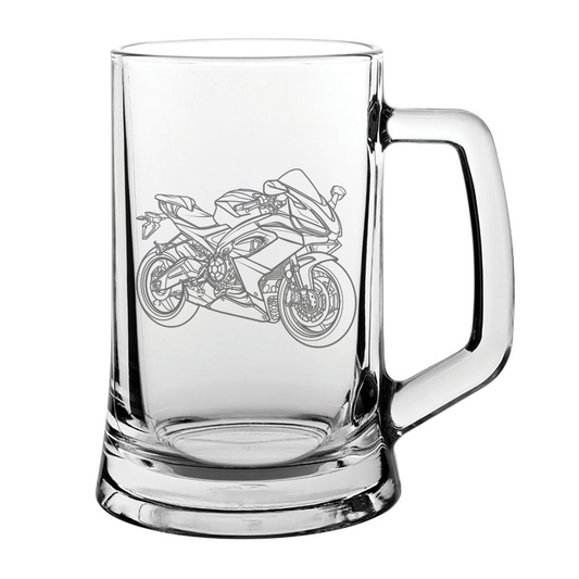 RS660 motorcycle glass tankard – digital engraving mockup / engraving