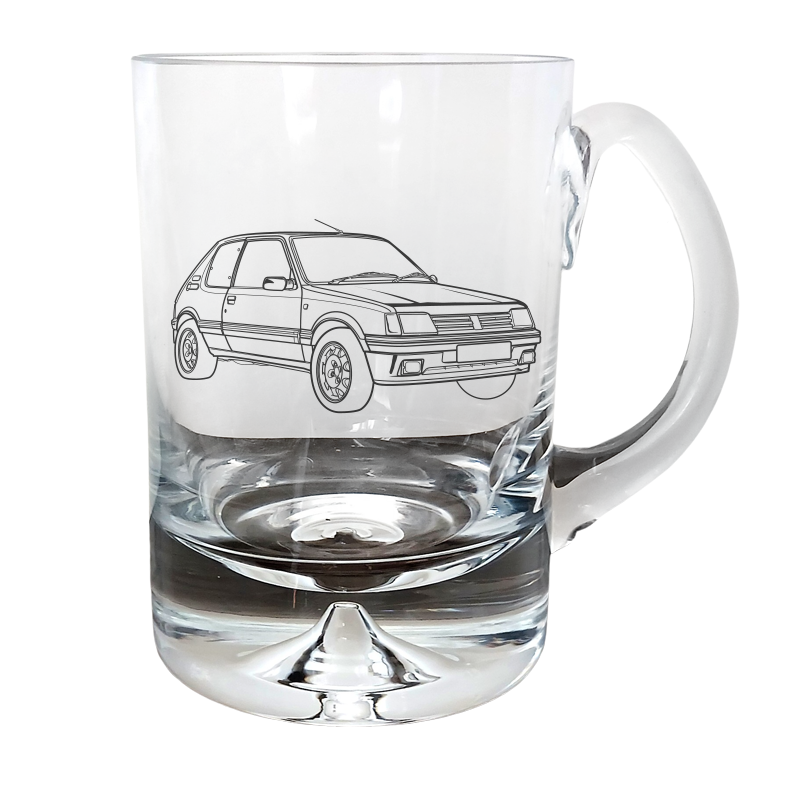 peug 205 car glass tankard – digital engraving mockup / engraving