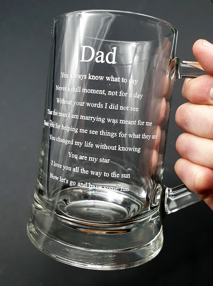 Personalised Everyday Glass  Beer Tankard Stein - 1 Pint