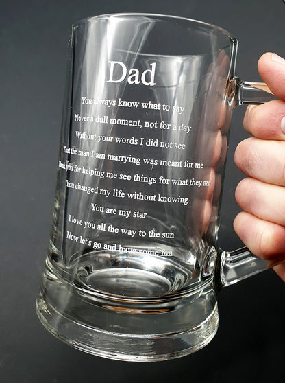 Personalised Everyday Glass  Beer Tankard Stein - 1 Pint