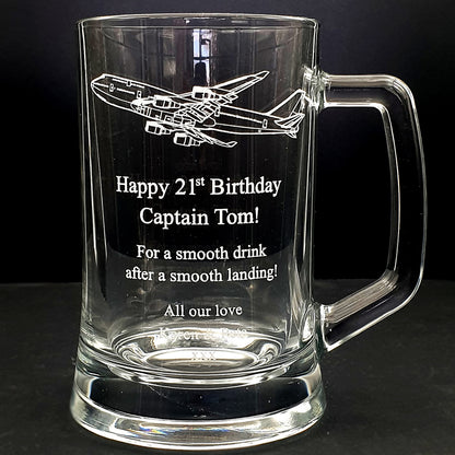 Birthday tankard with Boeing 747 artwork.