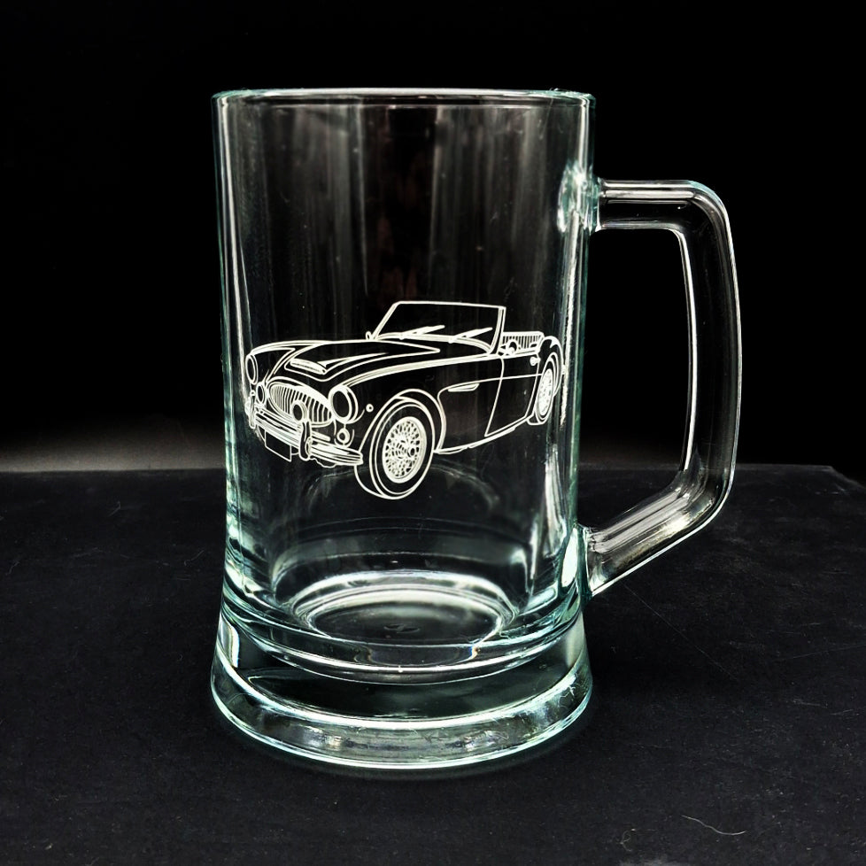 Classic Austin Healey 3000 car engraved on our everyday glass tankard