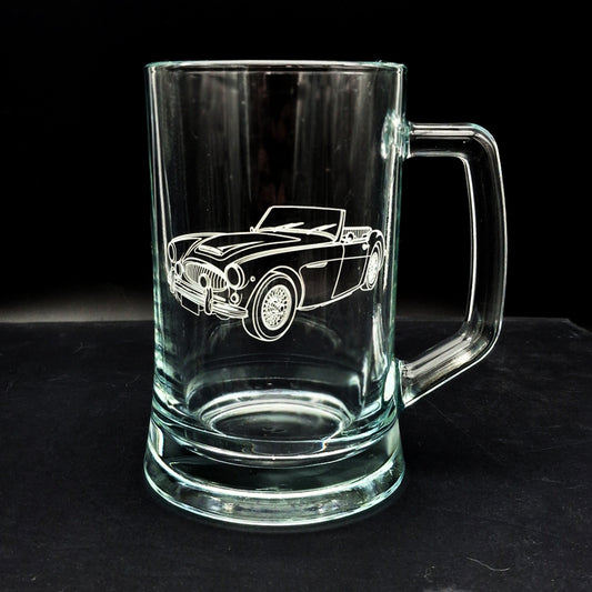Classic Austin Healey 3000 car engraved on our everyday glass tankard