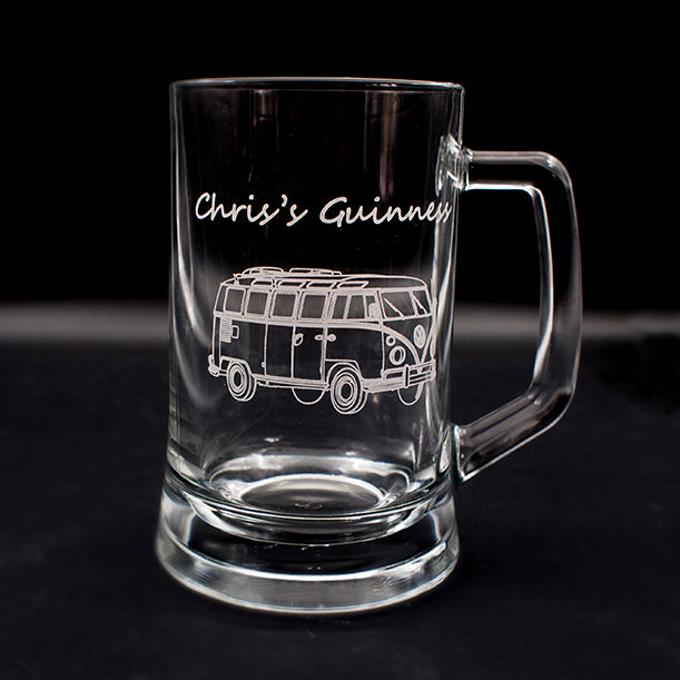 Hippy Campervan with personalised text engraved on an everyday tankard