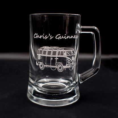Hippy Campervan with personalised text engraved on an everyday tankard