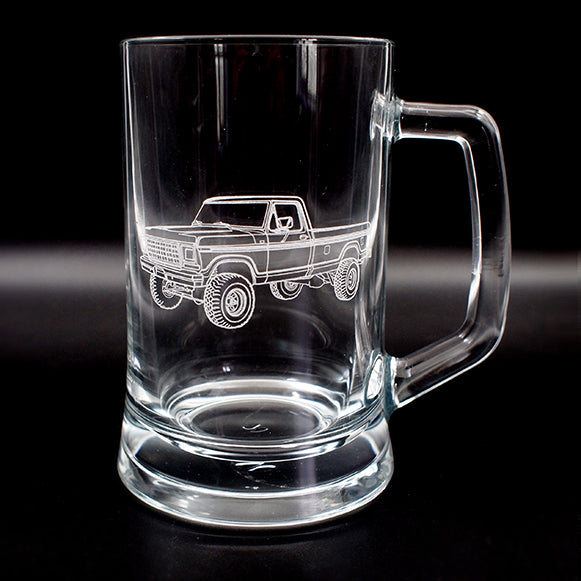 F150 pick up truck engraved on glass tankard