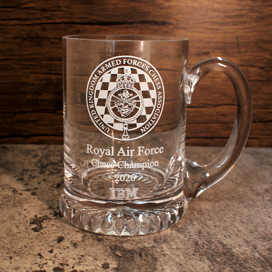 Crystal Glass Starburst Base Class Decanter with Armed Forces Logo and Text Engraved