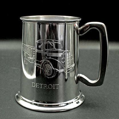 Vintage Bedford truck artwork engraved on Pewter  Tankard