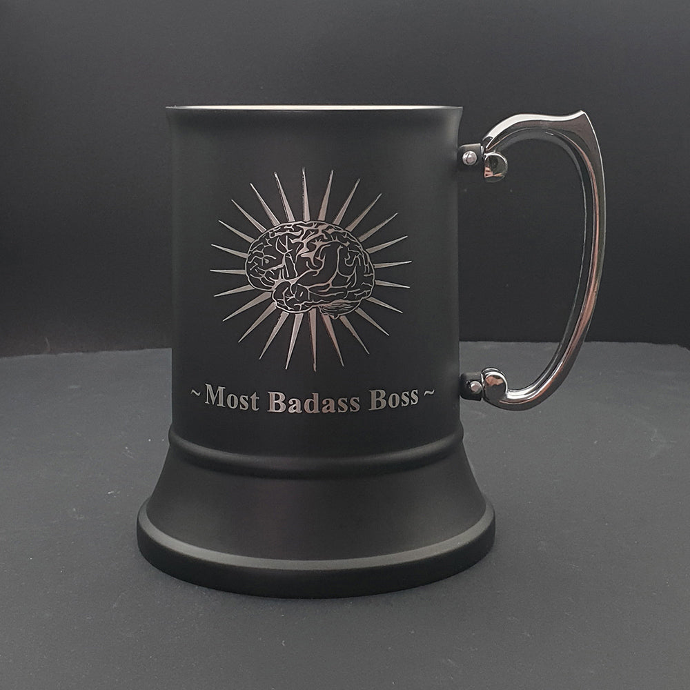 Black Brain Starburst design Steel Mug