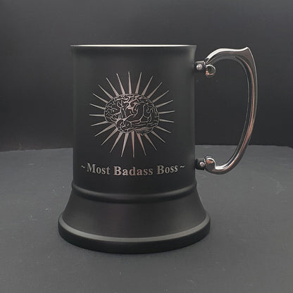Black Brain Starburst design Steel Mug