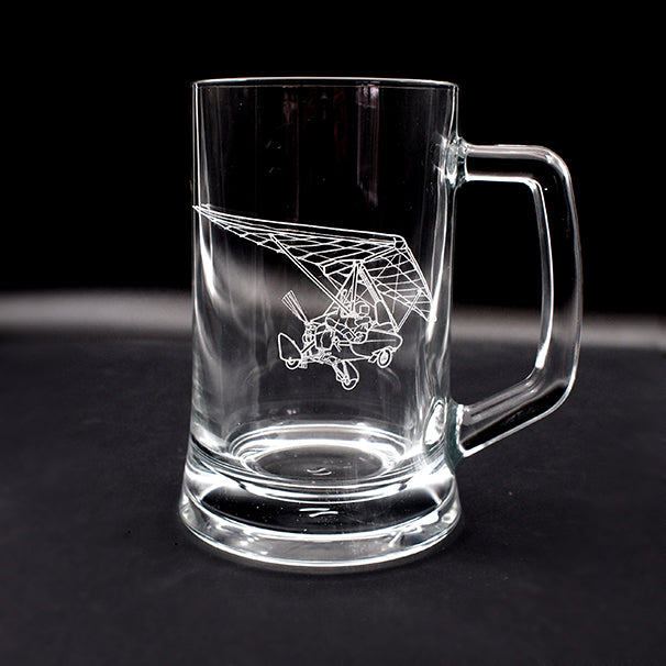 Microlight Trike Artwork Engraved on everyday Beer Tankard | Giftware Engraved