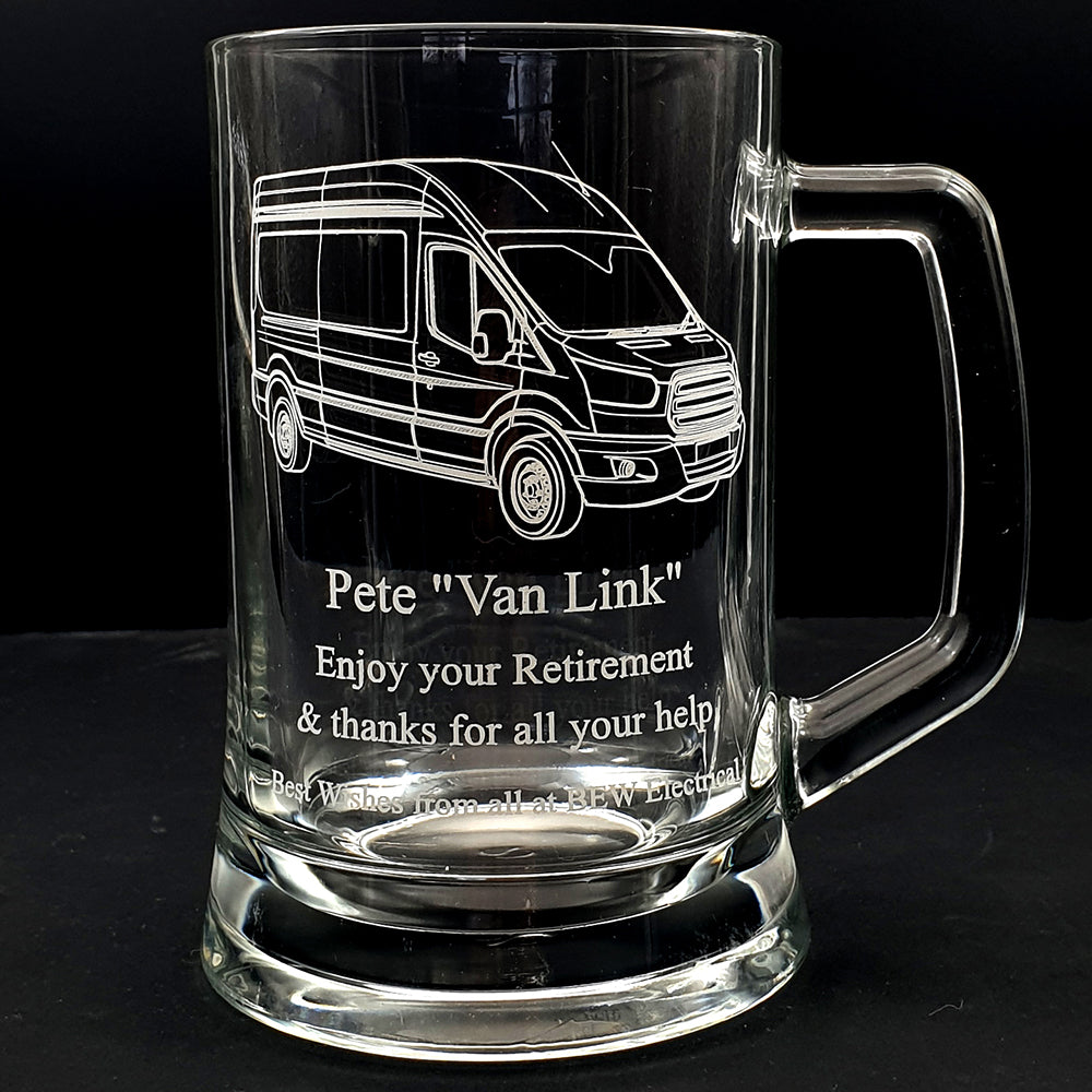 Transit Van Engraved on Personalised Retirement Tankard | Giftware Engraved