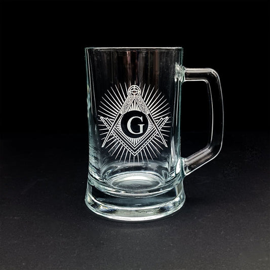 Masonic Starburst with G Glass Tankard  | Giftware Engraved